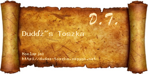 Dudás Toszka névjegykártya